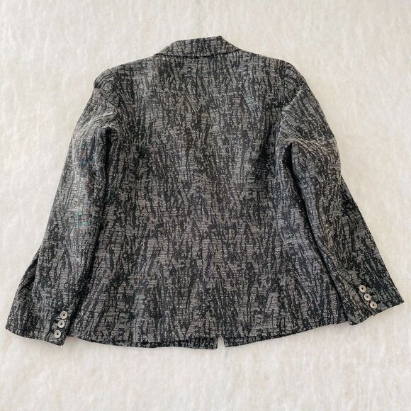Coldwater Creek Gray Abastract Print Blazer One Button Size 12 - Picture 10 of 11